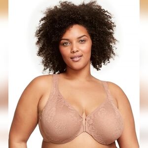 Glamorise Women's Lacey T-Back Wonderwire Bra Underwire